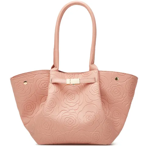 Large Capacity Tote Bag For Women Classic Fashion PU Leather Rose Embossed Shoulder Handbag Elegant Daily Commuter Bag