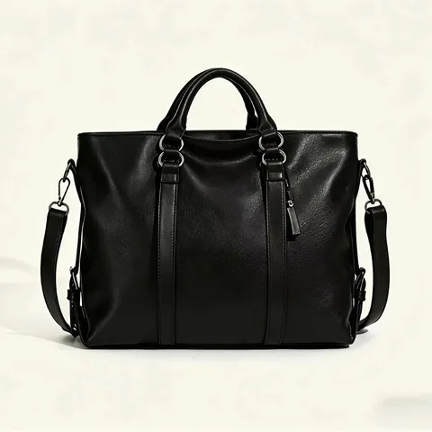 Women Fashion PU Leather Tote Bag Large Capacity Casual Shoulder Handbag Vintage Commuter Top Handle Bag