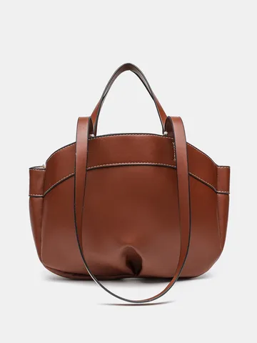 Women Large Capacity Tote Bag PU Leather Casual Shoulder Bag Minimalist Commuter Handbag Solid Color Fashion Purse