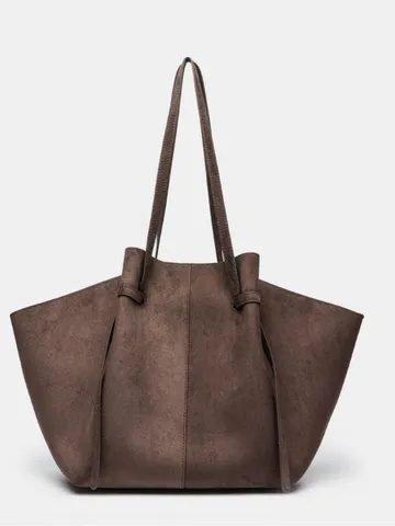 Retro Suede Leather Tote Bag For Women Large Capacity Commuting Shoulder Underarm Bag Vintage Wing Handbag