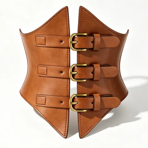 Women's Wide Faux Leather Corset Belt Vintage Metal Pin Buckle Elastic Waist Cinch Dress Waistband Fashion