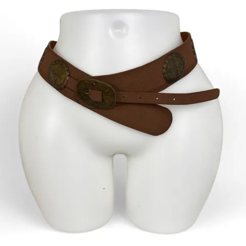 Retro Western Cowboy PU Leather Belt For Women Vintage Rivet Metal Buckle Wide Belt Fashion Waist Accessories