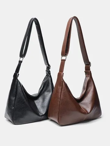 Women Fashion Tote Bag Retro Soft Leather Large Capacity Casual Simple Shoulder Bag Versatile Daily Handbag