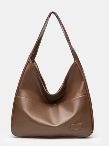 Women Large Capacity PU Leather Tote Bag Vintage Casual Shoulder Bag Retro Handbag Large Commuter Bag For Daily Travel