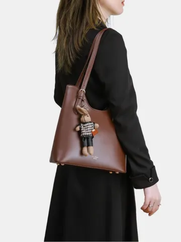 Women's Tote Bag PU Leather Large Capacity Shoulder Bag Casual Commuter Handbag Urban Minimalist Solid Color Zipper Closure