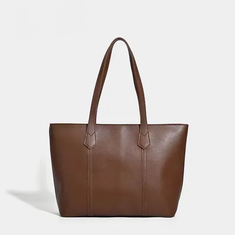Women Large Capacity Tote Bag PU Leather Casual Commuter Shoulder Bag Vintage Solid Color Top Handle Bag Handbag