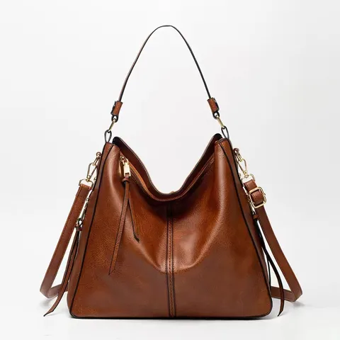 Women Retro Soft PU Leather Hobo Bag Large Capacity Shoulder Crossbody Bag Vintage Casual Tote Handbag Female Purse