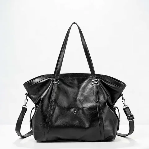 Women Large Capacity PU Leather Tote Bag Vintage Retro Casual Soft Large Handbag Shoulder Crossbody Underarm Bag