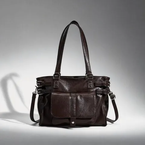 Women's PU Leather Tote Bag Vintage Casual Large Capacity Shoulder Crossbody Bag Commuter Handbag