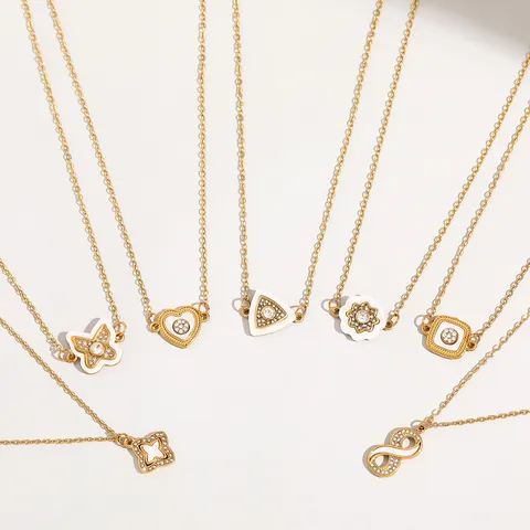 Minimalistische Edelstahl Anhänger Halskette Für Damen Vergoldet Geometrisch Strass Mode Schmuck Kragenkette