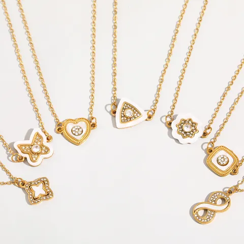 Minimalistische Edelstahl Anhänger Halskette Für Damen Vergoldet Geometrisch Strass Mode Schmuck Kragenkette