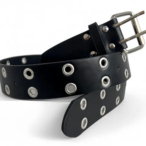 Fashion Rhinestone Eyelet PU Leather Belt With Detachable Bag Double Prong Buckle Waist Band For Women Accessories