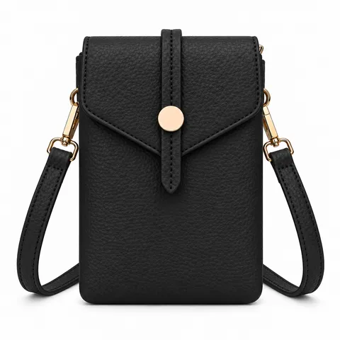 Women's PU Leather Mobile Phone Bag Urban Minimalist Crossbody Bag Multi-Layer Vertical Style Phone Pouch With Magnetic Buckle