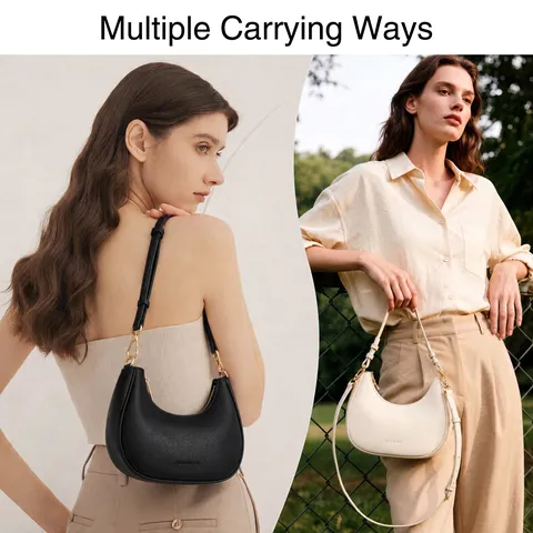 Women Fashion PU Leather Crescent Shoulder Bag Elegant Underarm Crossbody Bag Simple Casual Daily Purse Handbag