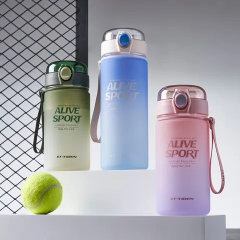 Large Capacity Frosted Plastic Water Bottle With Straw Portable Sports Space Kettle For Office Women Daily Use