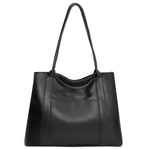 Large Capacity PU Leather Tote Bag For Women Fashion Business Commuting Shoulder Bag Casual Solid Color Handbag