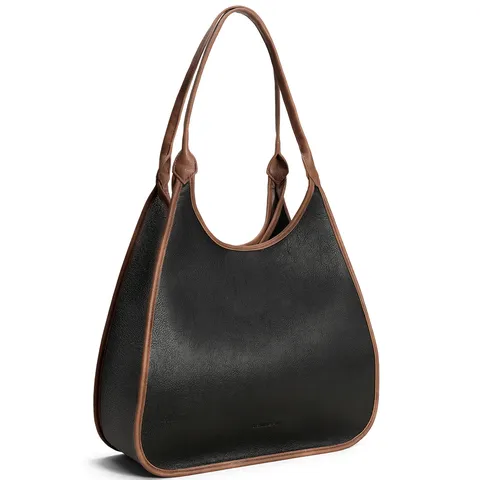 Women Fashion PU Leather Shoulder Bag Large Capacity Color Block Tote Bag Casual Handbag Chic Hobo Bag For Daily Use