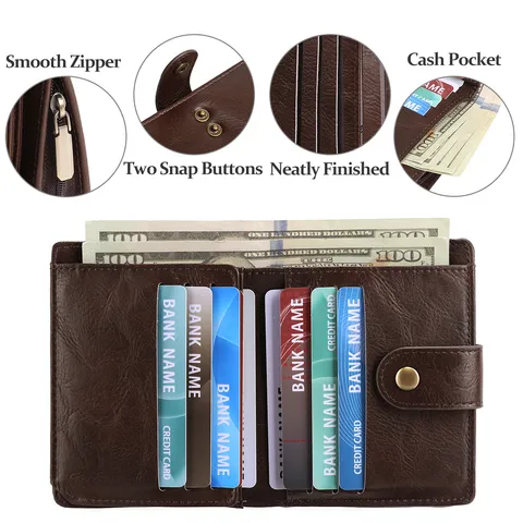 Men's Retro Microfiber Leather Short Wallet Multi-Functional Folded Card Holder Minimalist Wallet With Gift Box