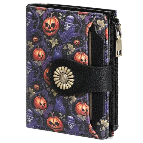 Women Short Wallet PU Leather Bifold Purse Cute Cartoon Animal Print RFID Blocking Card Holder Compact Coin Pouch