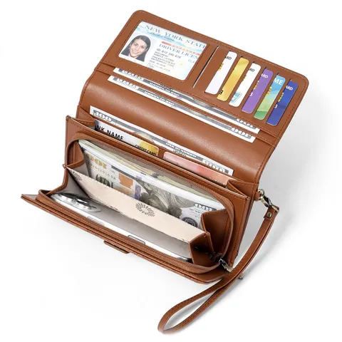 Women Large Capacity Long Wallet RFID Blocking Microfiber Leather Embossed Floral Clutch Purse Multi Card Holder