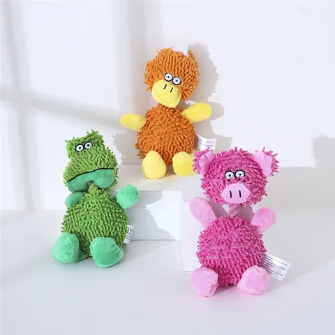 Plush Squeaky Dog Toy Chew Teething Pet Supplies Cute Animal Shape Interactive Toy For Small Dogs Boredom Relief