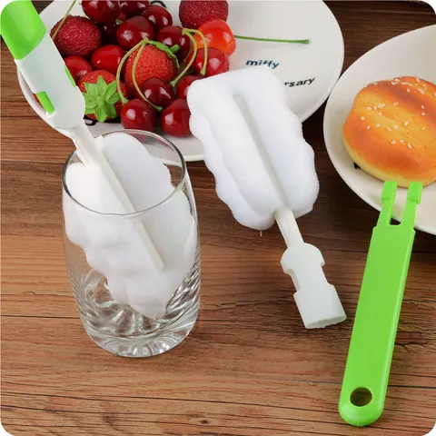 Long Handle Sponge Cup Brush Cleaning Brush Straw Brush For Household Kitchen Cleaning Tool Bottle Washing