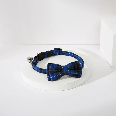 Britse Stijl Ruitjes Huisdier Halsband met Strik Bel Snelsluiting Kunststof Gesp Hond Kat Nek Band Huisdier Accessoires