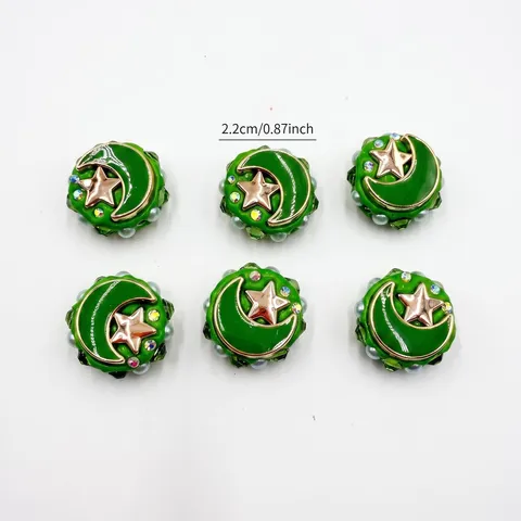 Cuentas de Resina de Estrella Y Luna Para Hacer Joyas de Bricolaje Diamantes de Imitación Perla Artificial Incrustada Cuentas Espaciadoras Para Collares Correas de Teléfono Bolígrafos Accesorios Decorativos