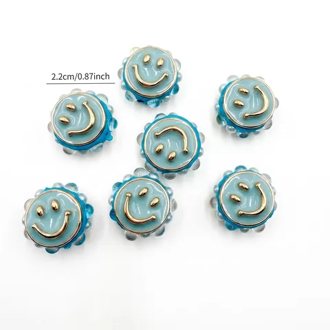 Elegante Smiley Harzperlen Mit Goldrelief Runde 3D Anhänger Für DIY Perlenstift Rucksack Anhänger Dekoration Schlüsselanhänger Schmuckherstellung Perlen Zubehör