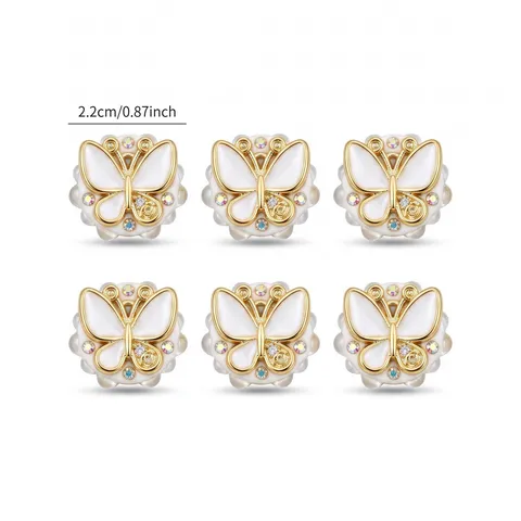 Cuentas de Resina de Mariposa DIY con Diamantes de Imitación Incrustados Cuentas de Agujero Recto para Hacer Joyas y Accesorios de Decoración de Bolígrafos