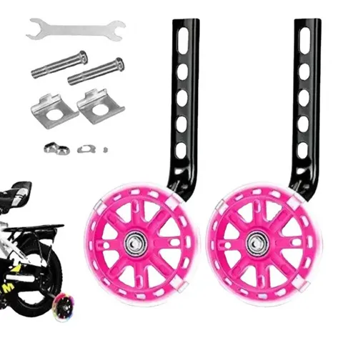 Roues d'Entraînement de Vélo pour Enfants Roues Auxiliaires de Balance Clignotantes Universelles Support en Métal