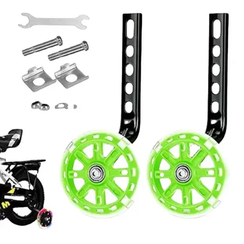 Roues d'Entraînement de Vélo pour Enfants Roues Auxiliaires de Balance Clignotantes Universelles Support en Métal