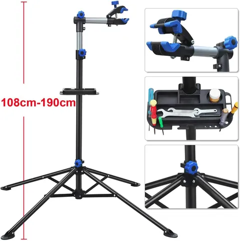 Mountain Bike Repair Stand Adjustable Height Bicycle Maintenance Workstand Foldable Cycling Repair Tool with Tool Tray