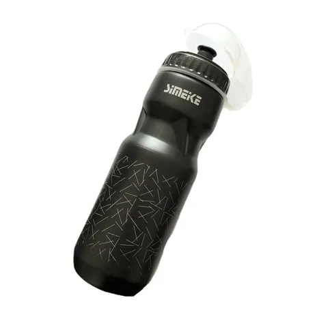 Bouteille d'Eau en Plastique pour Sport de Cyclisme Vélo de Montagne Avec Housse Anti-Poussière et Design Gaufré Géométrique Noir