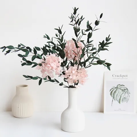 Preserved Fine Leaf Hydrangea Flower Bouquet Real Dried Flowers Floral Arrangement For Home Living Room Table Decor
