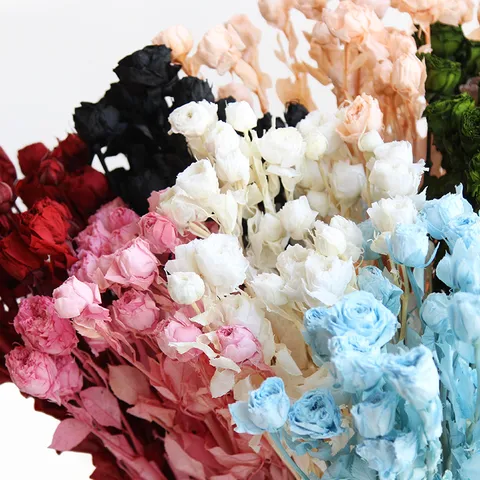 Natural Preserved Multi Head Small Rose Bouquet Dried Flowers For DIY Epoxy Resin Aromatherapy Candle Home Decor