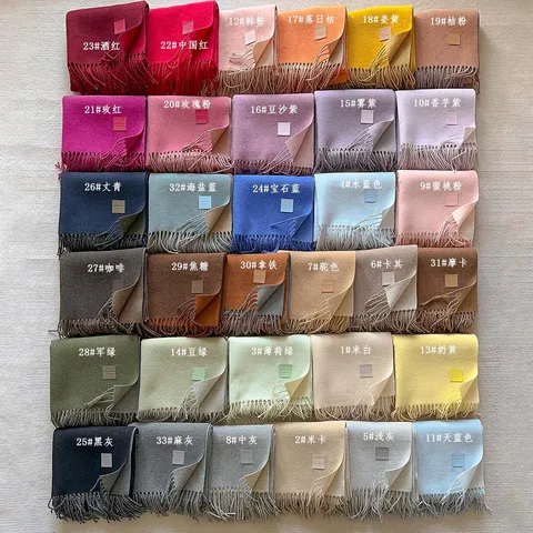 Korean Style Wool Blend Winter Warm Scarf For Men Women Thick Solid Color Shawl With Tassels Plain Weave Outdoor Soft Scarf
