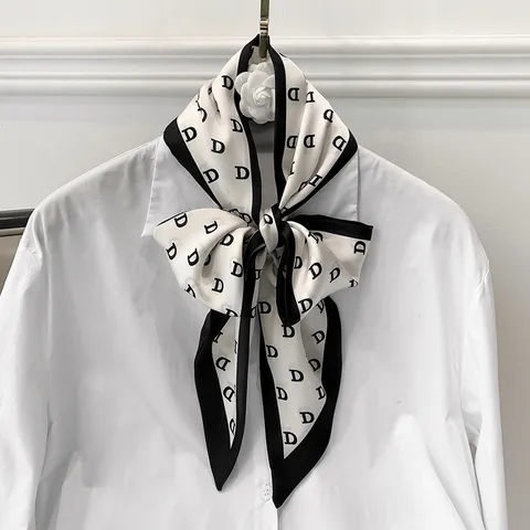 Donna Moda Stampato Twilly Sciarpa Lungo Stretto Effetto Seta Fazzoletto Borsa Nastro Fascia Per Capelli Accessorio
