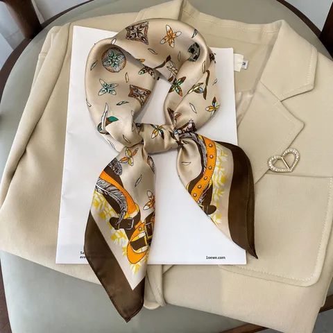 Sciarpa Quadrata in Raso Vintage Francese da Donna Moda Cintura Stampa Foulard Elegante Fascia per Capelli Nastro per Borsa
