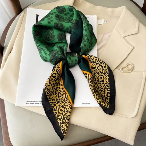 Sciarpa Quadrata in Raso Vintage Francese da Donna Moda Cintura Stampa Foulard Elegante Fascia per Capelli Nastro per Borsa