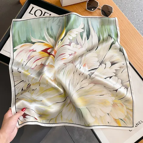 Donna Foulard Quadrato in Seta di Gelso Elegante Stampa Floreale Sciarpa da Collo Moda Leggero Sciarpa da Testa Regalo Per Signore