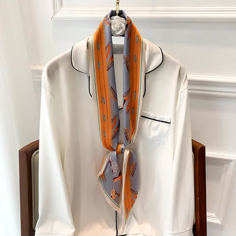 Donne Moda Sciarpa Lunga Poliestere Stampato Foulard Collo Elegante Motivo Lettera Pendolarismo Quotidiano Fascia Borsa Accessorio
