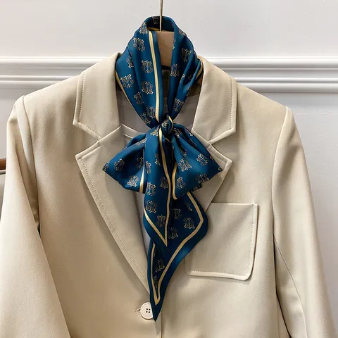 Donne Moda Sciarpa Lunga Poliestere Stampato Foulard Collo Elegante Motivo Lettera Pendolarismo Quotidiano Fascia Borsa Accessorio