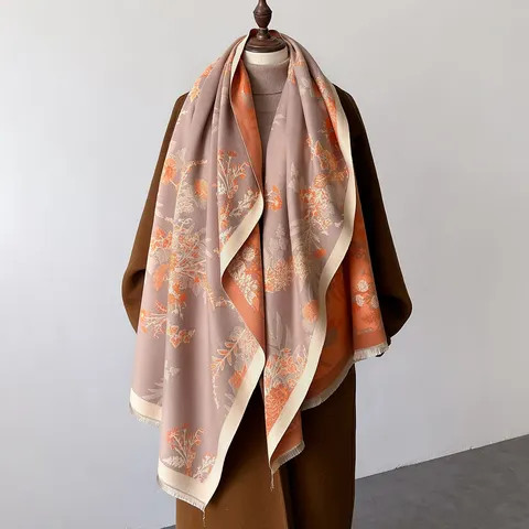 Donna Inverno Caldo Finto Cashmere Sciarpa Etnico Floreale Stampa Lungo Ingrandito Nappa Scialle Moda Collo Sciarpa