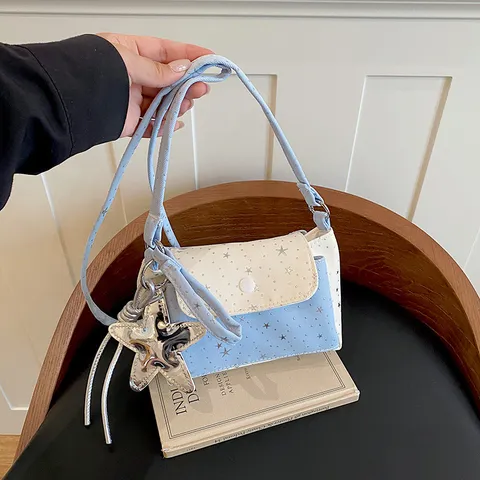 Women Fashion Crossbody Bag Cute Star Print Contrast Color Small Shoulder Bag Canvas Casual Daily Messenger Bag Handbag