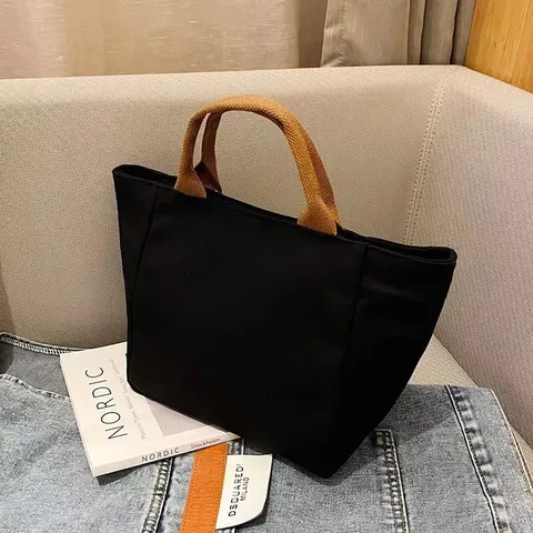 Women Canvas Tote Bag Casual Daily Commuting Handbag Cute Bear Patch Large Capacity Shoulder Bag Shopping Bento Bag