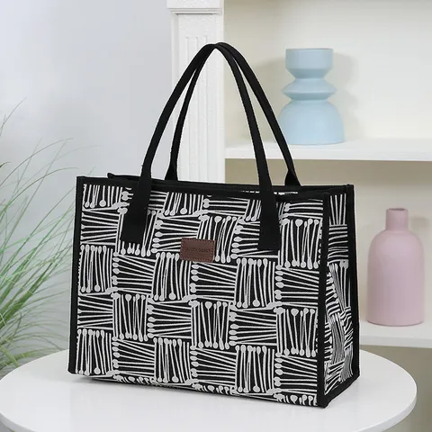 Women Canvas Tote Bag Large Capacity Casual Plaid Shoulder Bag Fashion Handbag Travel Shopping Daily Bag