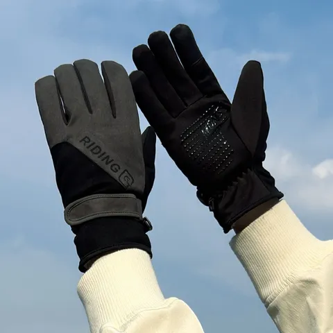 Gants de Cyclisme Chauds d'Hiver pour Hommes Femmes en Daim Velours Épais Coupe-vent Résistants au Froid Gants de Sport de Plein Air avec Écran Tactile