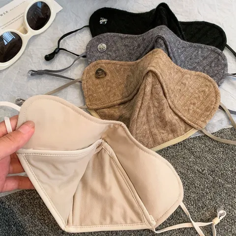Winter Warm Knit Face Mask Women 3D Breathable Windproof Cycling Mask Cable Knit Cute Heart Decor Fashion Protective Mask