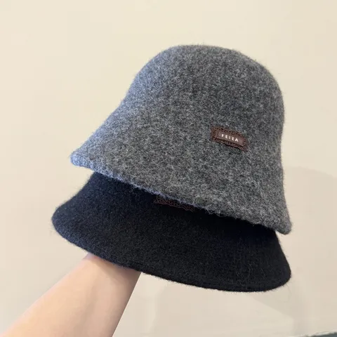 Chapeau Bob en Mélange de Laine Chaud pour Femme Couleur Unie Chapeau de Pêcheur Décontracté pour Automne Hiver Extérieur